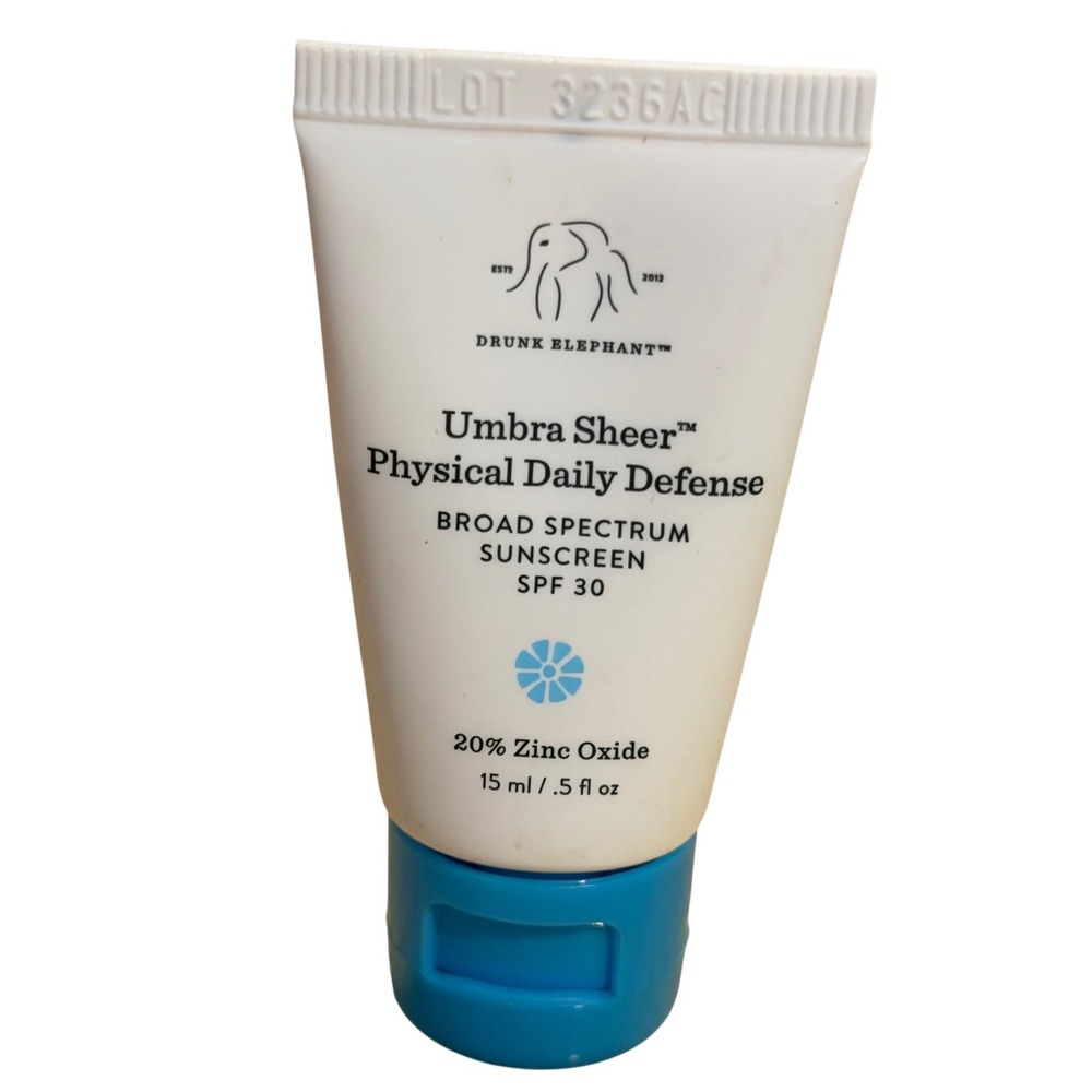 Drunk Elephant Umbra Sheer Physical Daily Defense Sunscreen SPF 30 15ml .5oz NEW